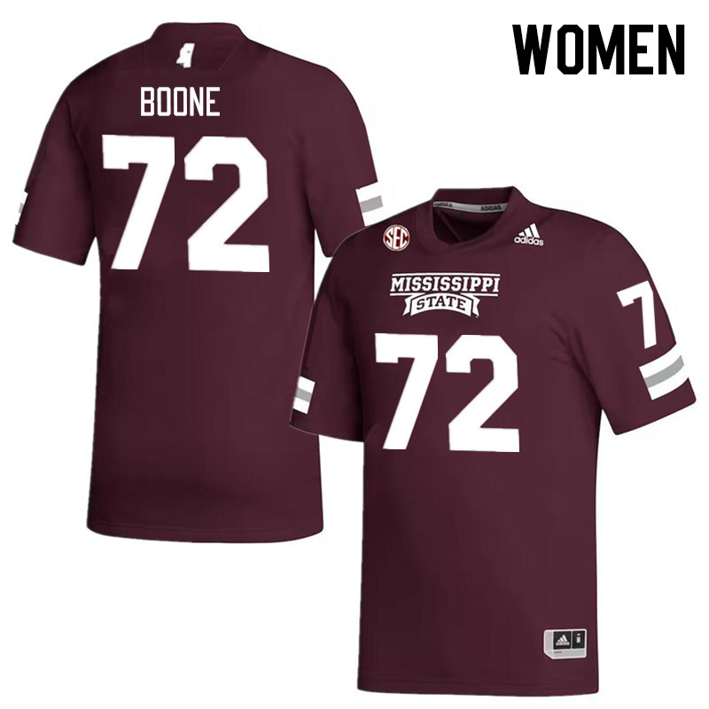 Women #72 Canon Boone Mississippi State Bulldogs College Football Jerseys Stitched Sale-Maroon